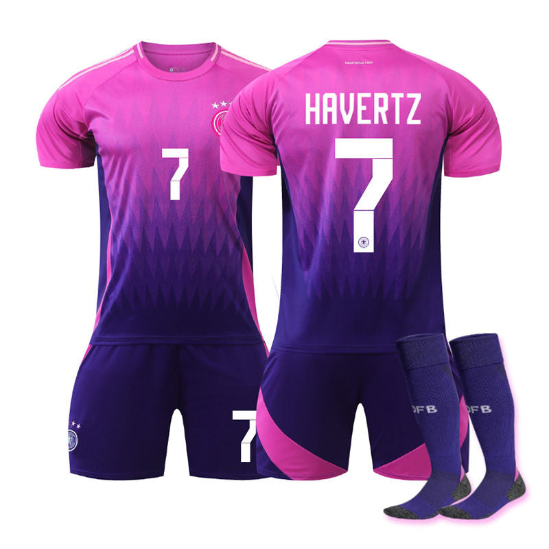 UONNO HAVERTZ #7 Germany Away Jersey Soccer Jersey Kit Football T-shirt Set for Adult Kids