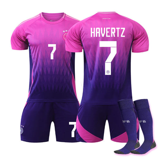 UONNO HAVERTZ #7 Germany Away Jersey Soccer Jersey Kit Football T-shirt Set for Adult Kids