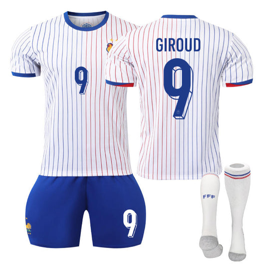 UONNO GIROUD #9 French Away Jersey Soccer Jersey Kit Football T-shirt Set for Adult Kids