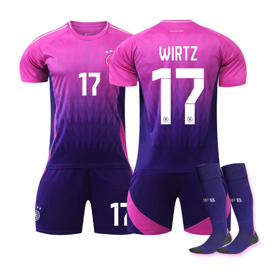 UONNO WIRTZ #17 Germany Away Jersey Soccer Jersey Kit Football T-shirt Set for Adult Kids