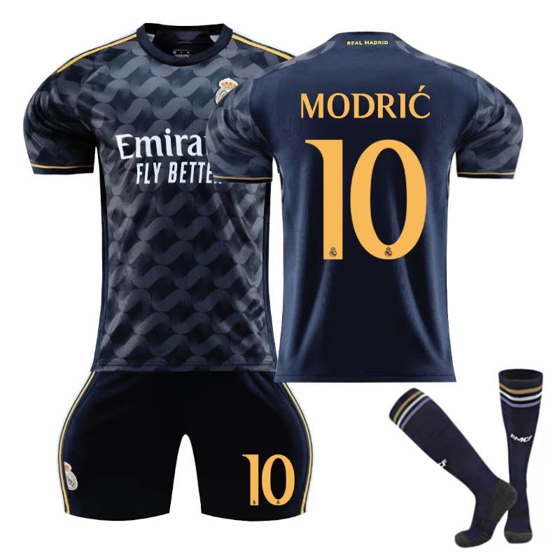 UONNO Real Madrid Away Jersey MODRIC #10 Soccer Jersey Kids Adult 3Pcs Jersey Kits