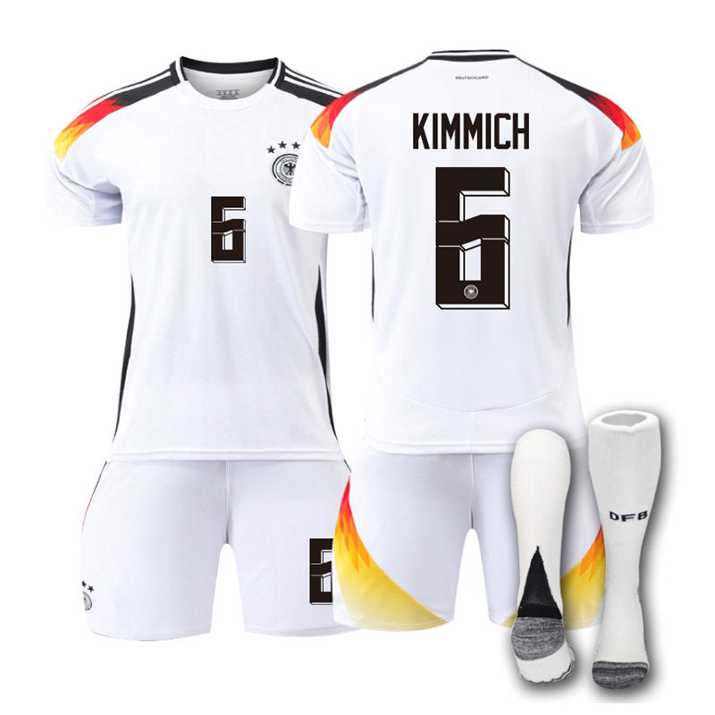 UONNO KIMMICH #6 Germany Home Jersey Soccer Jersey Kit Football T-shirt Set for Adult Kids