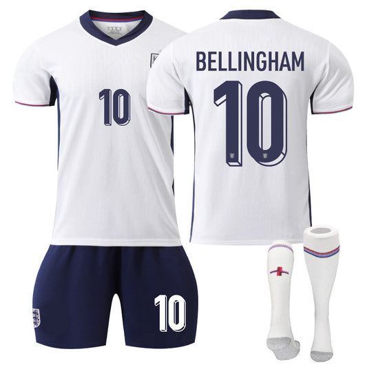 UONNO BELLINGHAM #10 England Home Jersey Soccer Jersey Kit Football T-shirt Set for Adult Kids