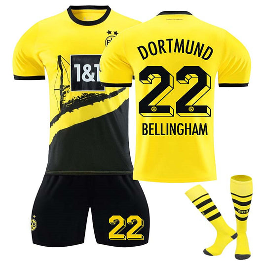 UONNO Dortmund Home Jersey BELLINGHAM #22 Soccer Jersey Kids Adult 3-Pieces Jersey Kits