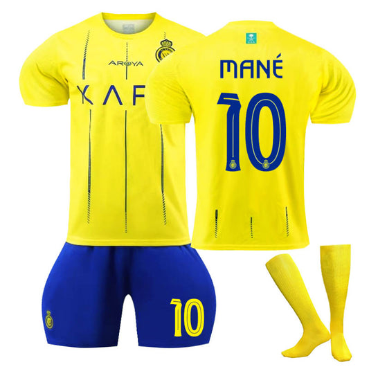 UONNO Al-Nassr FC Home Jersey MANE #10 Soccer Jersey Kids Adult 3-Pieces Jersey Kits