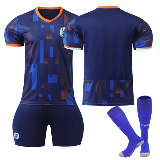 UONNO Netherlands Away Jersey Soccer Jersey Kit Football T-shirt Set for Adult Kids