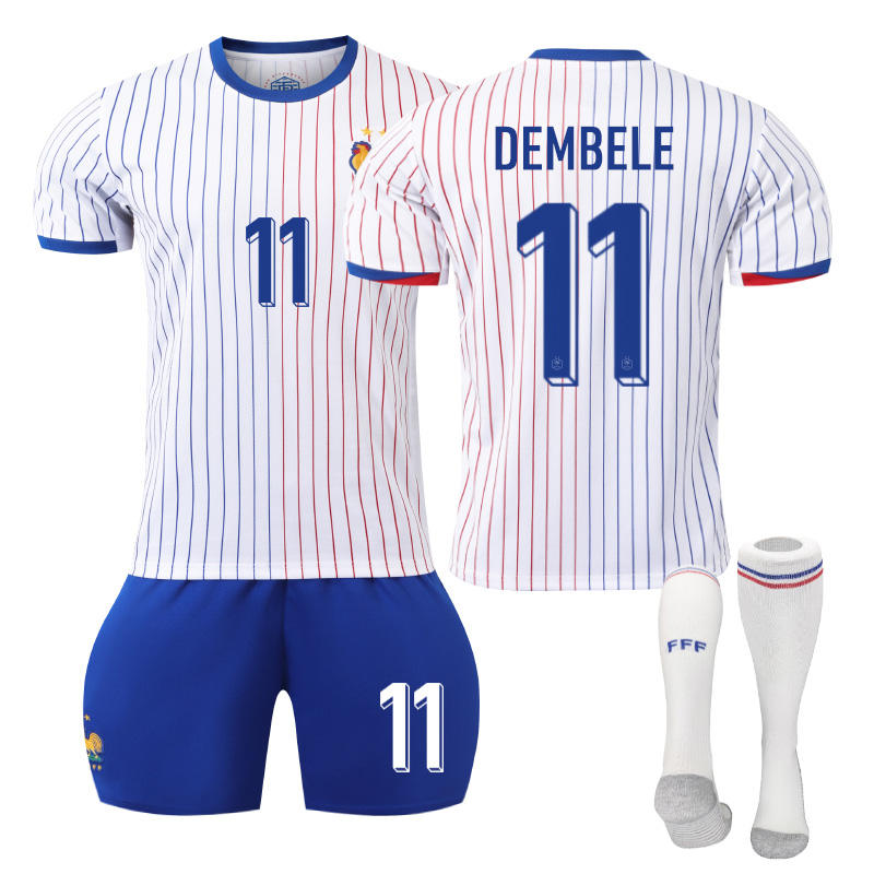 UONNO DEMBELE #11 French Away Jersey Soccer Jersey Kit Football T-shirt Set for Adult Kids