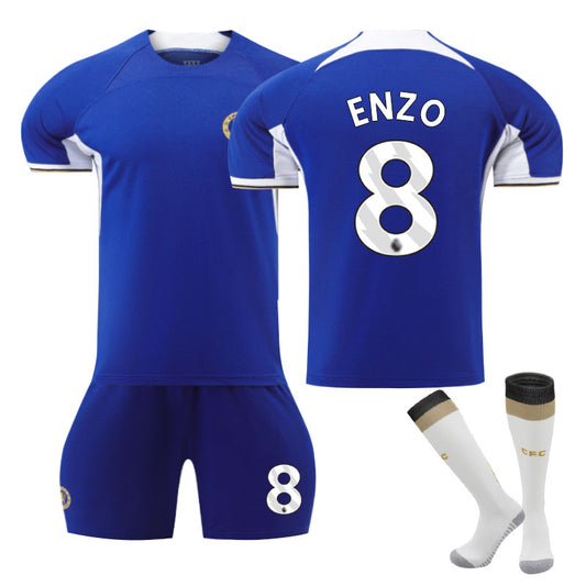 UONNO Chelsea Home Jersey ENZO #8 Soccer Jersey Kids Adult 3-Pieces Jersey Kits