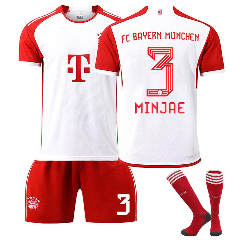 UONNO Bayern Home Jersey MINJAE #3 Soccer Jersey Kids Adult 3-Pieces Jersey Kits