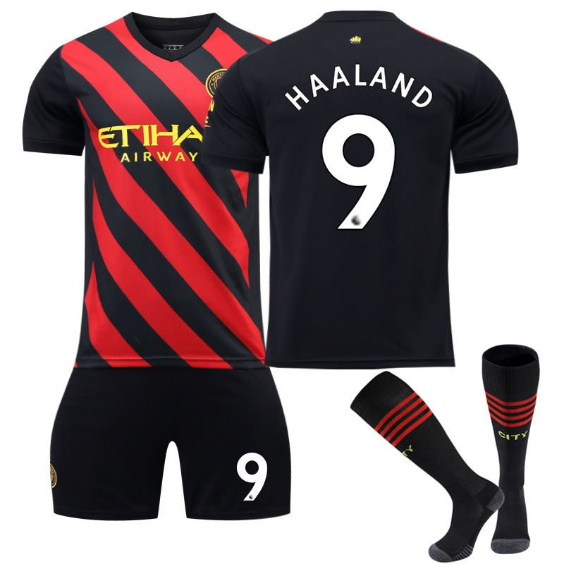 UONNO HAALAND #9 Manchester Away Jersey 2022/23 Soccer Jersey Kit Football T-shirt Set For Adult Kids