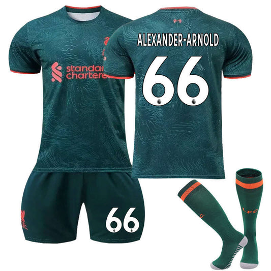 UONNO Liverpool F.C. Second Away Jersey 2022-23 ALEXANDER-ARNOLD #66 Soccer Jersey Kids Adult 3-Pieces Jersey Kits