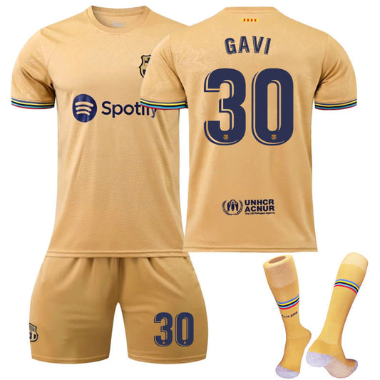 UONNO GAVI #30 Barca Away Shirt 2022/23 Soccer Jersey Kit Football Set For Adult Kids