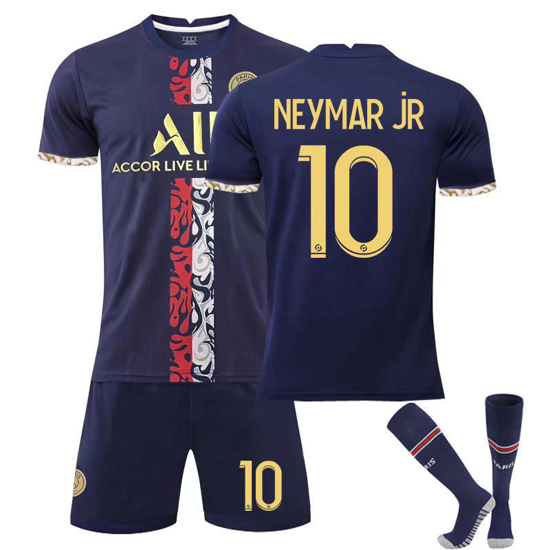 UONNO Paris Special Gold Edition Jersey 2022-23 NEYMAR #10 Soccer Kits for Kids Adult