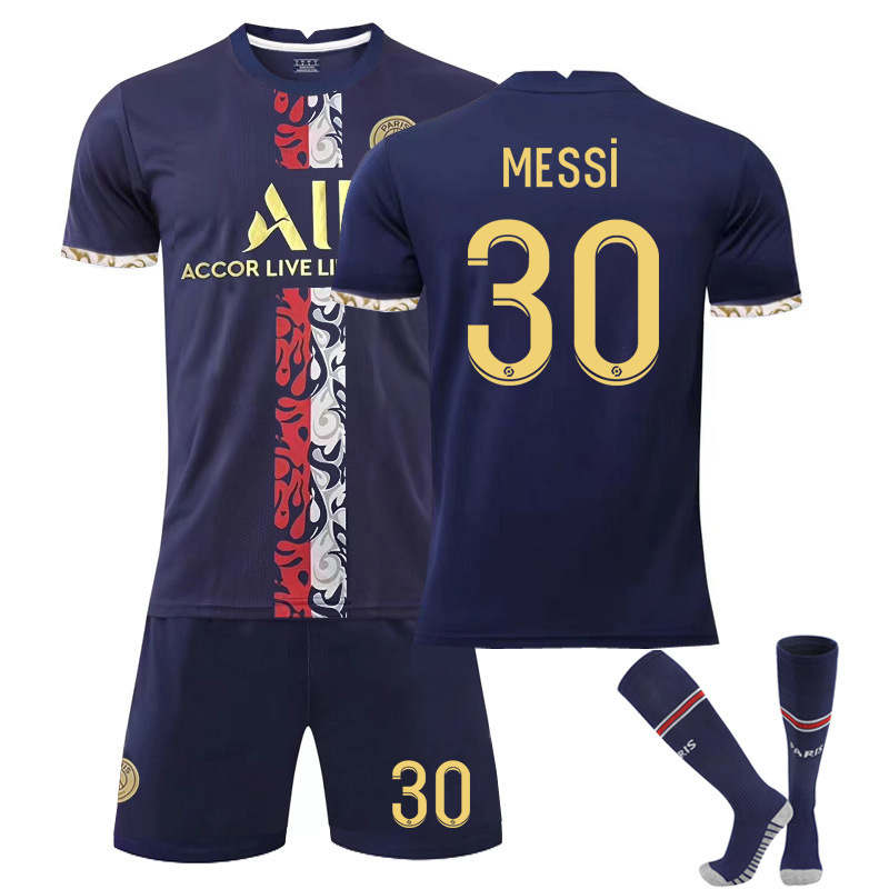 UONNO Paris Special Gold Edition Jersey 2022-23 Messi #30 Soccer Kits for Kids Adult