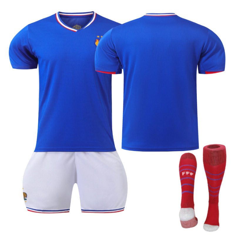 UONNO French Home Jersey Soccer Jersey Kit Football T-shirt Set for Adult Kids