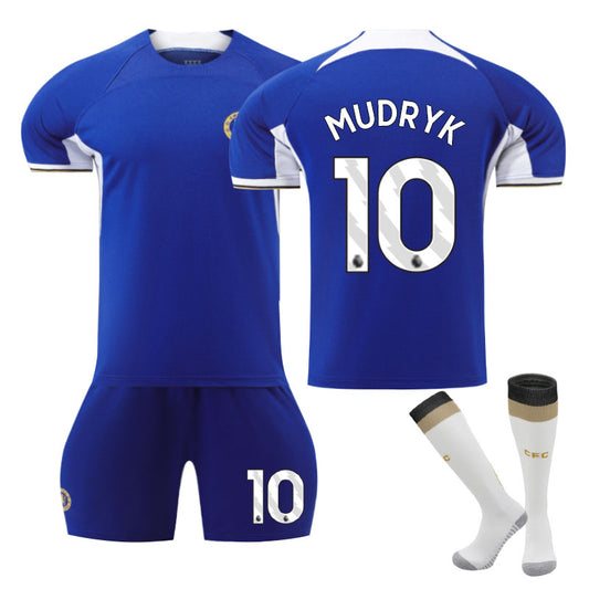 UONNO Chelsea Home Jersey MUDRYK #10 Soccer Jersey Kids Adult 3-Pieces Jersey Kits