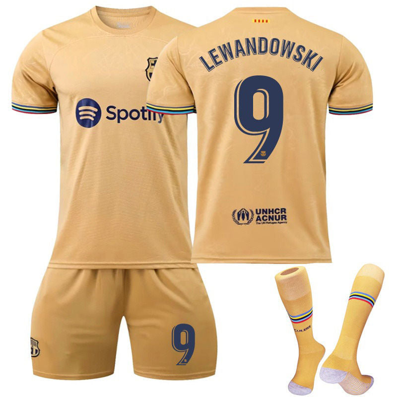 UONNO LEWANDOWSKI #9 Barca Away Shirt 2022/23 Soccer Jersey Kit Football Set For Adult Kids