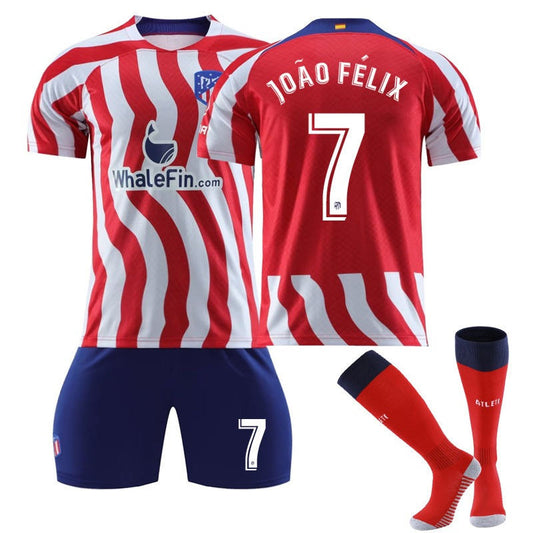 UONNO JOAO FELIX #7 Madrid Home Jersey 2022/23 Soccer Jersey Kit Football T-shirt Set For Adult Kids