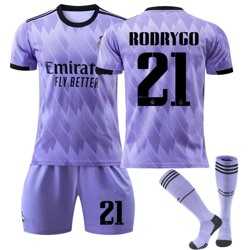 UONNO RODRYGO #21 Real Madrid Club Away Jersey 2022/23 Soccer Jersey Kit For Adult Kids