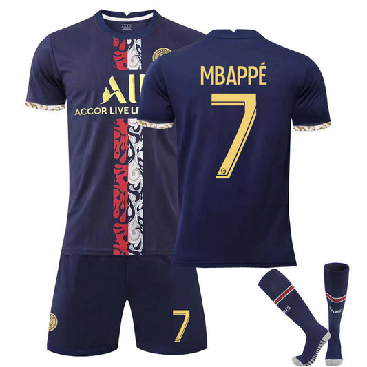 UONNO Paris Special Gold Edition Jersey 2022-23 MBAPPE #7 Soccer Kits for Kids Adult