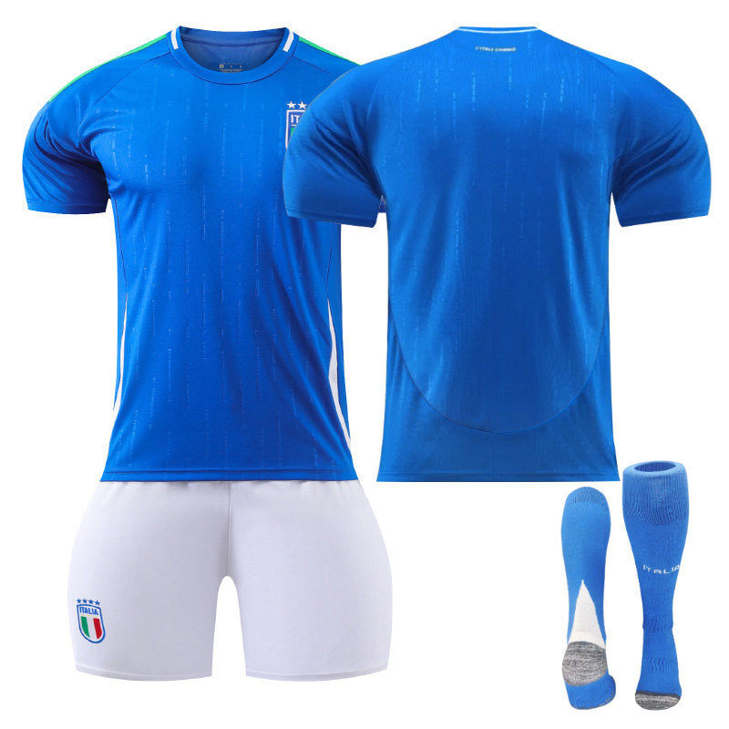 UONNO Italy Home Jersey Soccer Jersey Kit Football T-shirt Set for Adult Kids