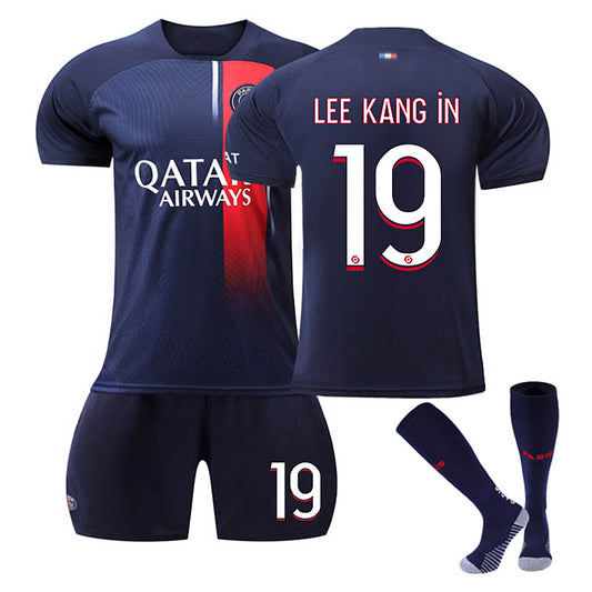 UONNO Paris Home Jersey LEE KANG IN #19 Soccer Jersey Kids Adult 3-Pieces Jersey Kits