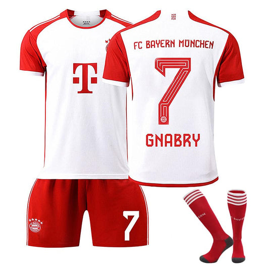 UONNO Bayern Home Jersey GNABRY #7 Soccer Jersey Kids Adult 3-Pieces Jersey Kits