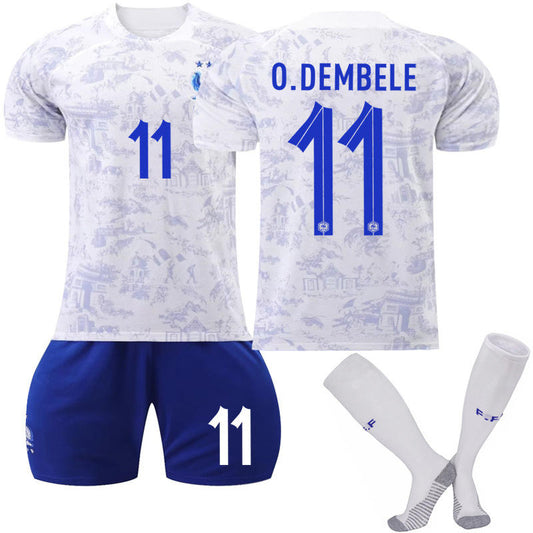 UONNO France National Team Away Jersey 2022-23 O.DEMBELE #11 Soccer Jersey for Kids Adult