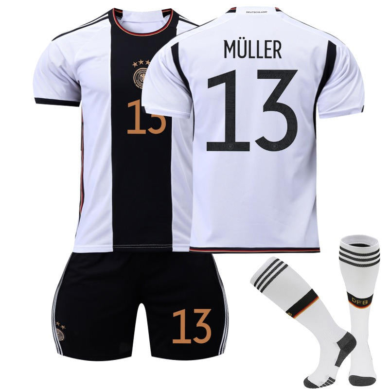 UONNO MULLER #13 Germany Home Jersey 2022/23 Soccer Jersey Kit Football T-shirt Set For Adult Kids