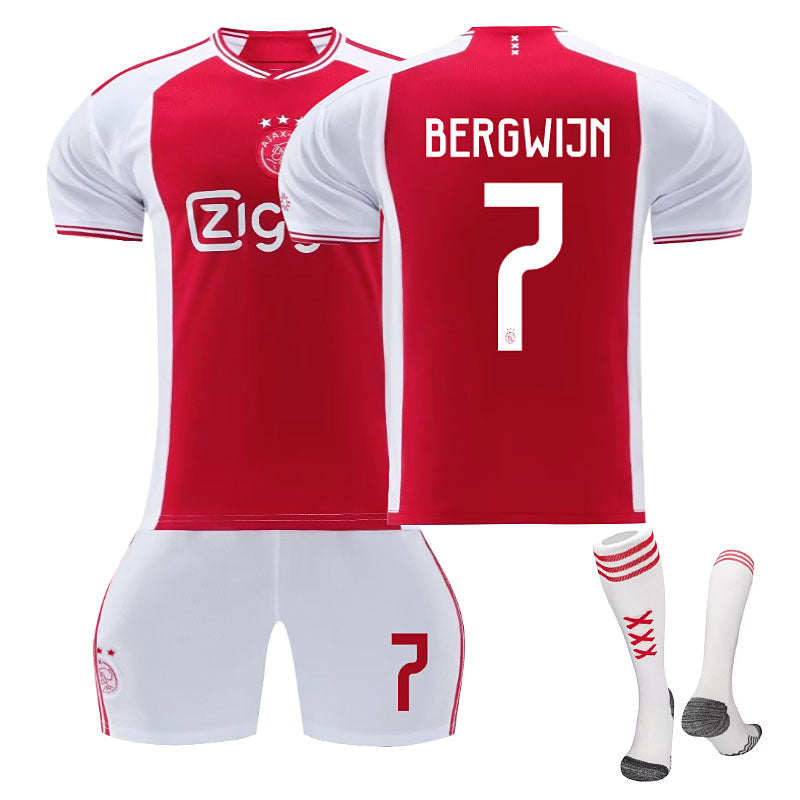 UONNO Ajax Home Jersey BERGWIJN #7 Soccer Jersey Kids Adult 3-Pieces Jersey Kits