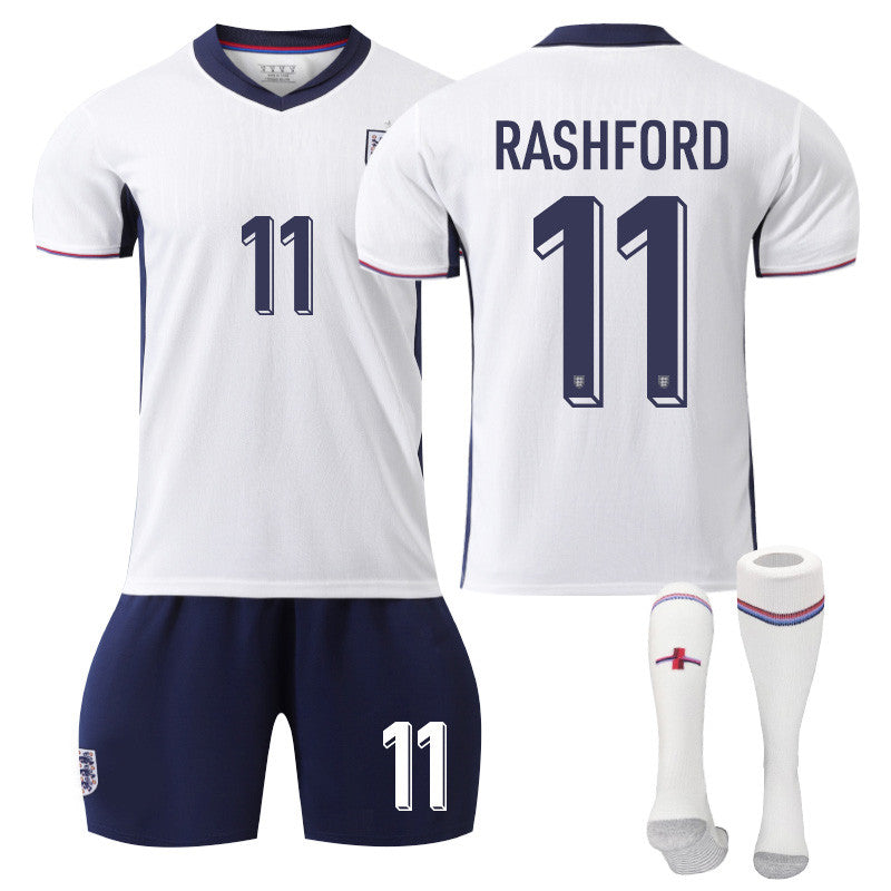 UONNO RASHforD #11 England Home Jersey Soccer Jersey Kit Football T-shirt Set for Adult Kids