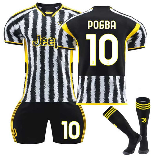 UONNO Juventus Home Jersey POGBA #10 Soccer Jersey Kids Adult 3-Pieces Jersey Kits