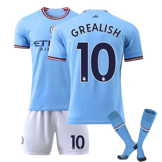 UONNO GREALISH #10 Manchester City F.C Home Jersey 22/23 Soccer Jersey Set For Adult Kids