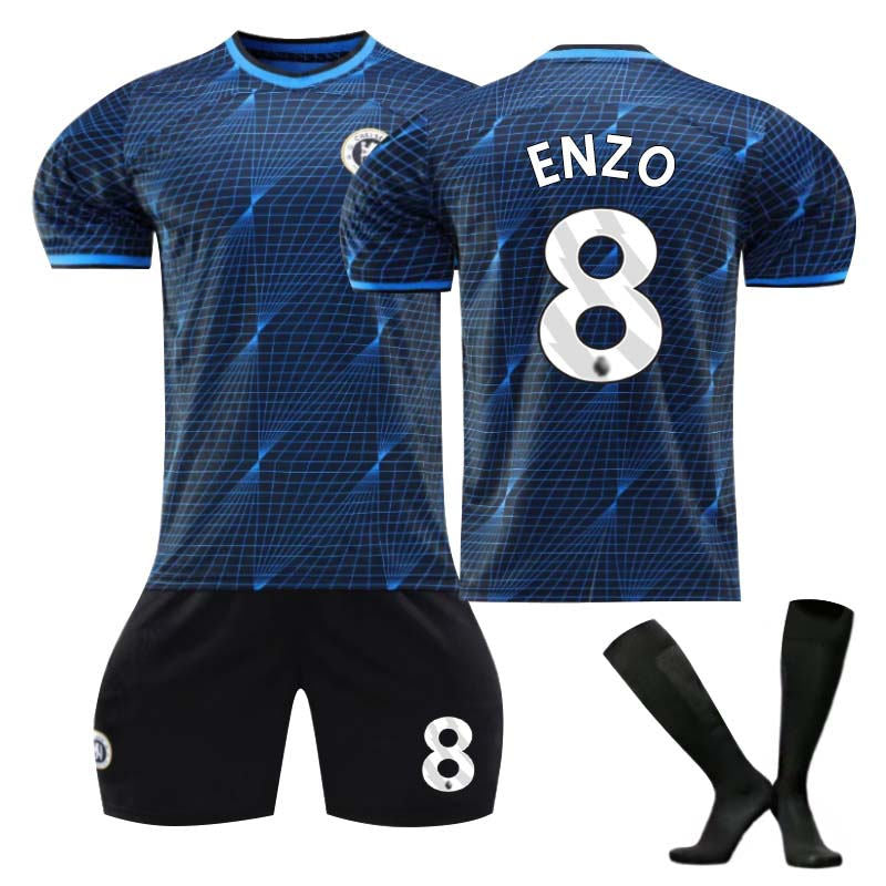 UONNO Chelsea Away Jersey ENZO #8 Soccer Jersey Kids Adult 3-Pieces Jersey Kits