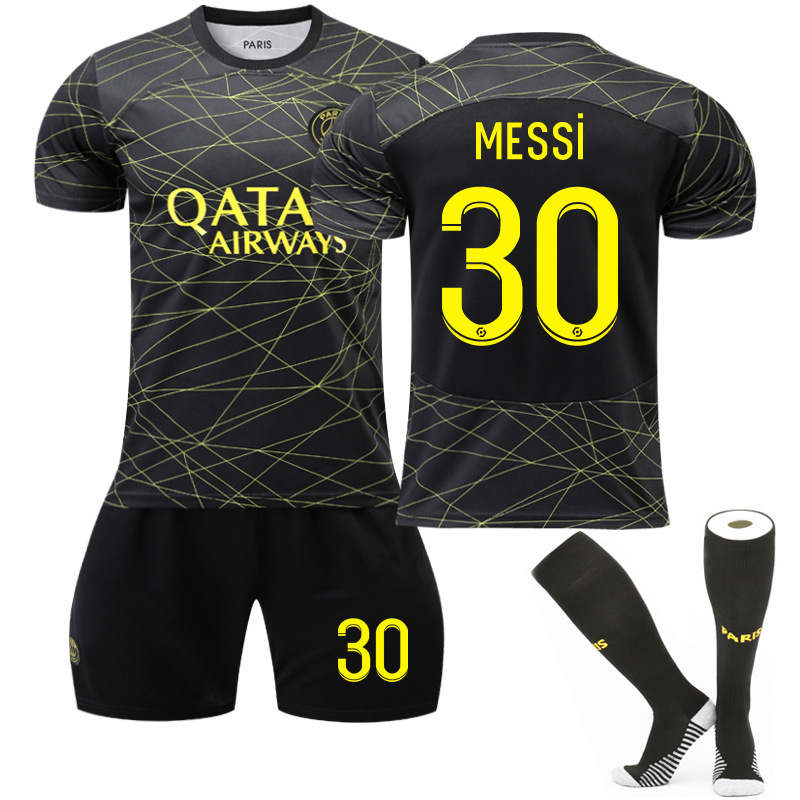 UONNO Paris Third Away Jersey 2022-23 MESSI #30 Soccer Jersey Kids Adult 3-Pieces Jersey Kits