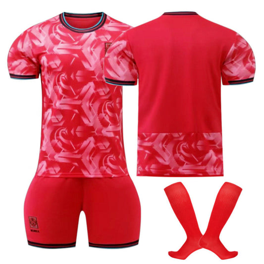 UONNO Korea Home Jersey Soccer Jersey Kit Football T-shirt Set for Adult Kids