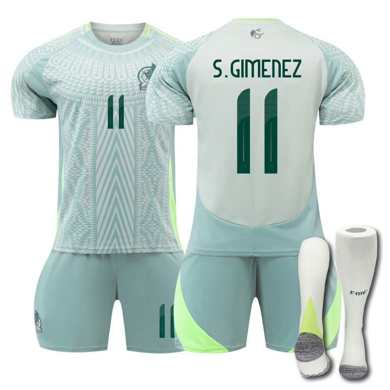 UONNO S.GIMENEZ #11 Mexico Away Jersey Soccer Jersey Kit Football T-shirt Set for Adult Kids