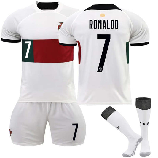 UONNO Portugal Away Jersey 2022-23 RONALDO #7 Soccer Jersey Kids Adult 3-Pieces Jersey Kits