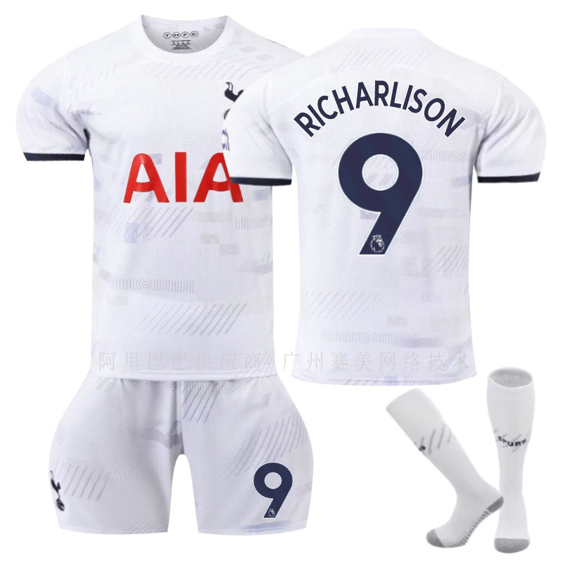 UONNO Spurs Home Jersey RICHARLISON #9 Soccer Jersey Kids Adult 3-Pieces Jersey Kits-White