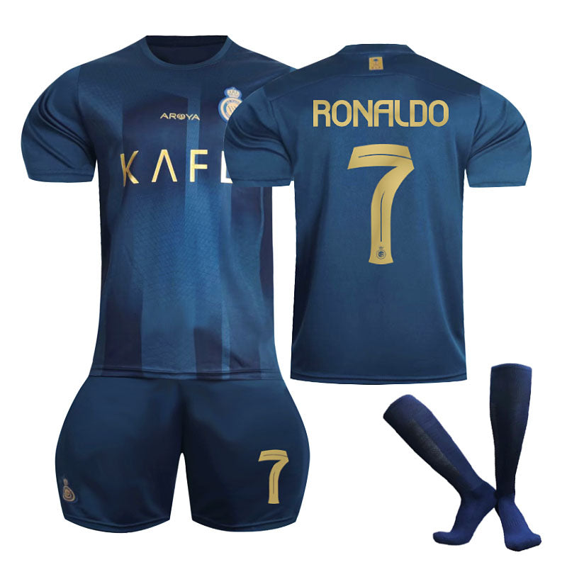 UONNO Riyadh Away Jersey RONALDO #7 Soccer Jersey Kids Adult 3-Pieces Jersey Kits