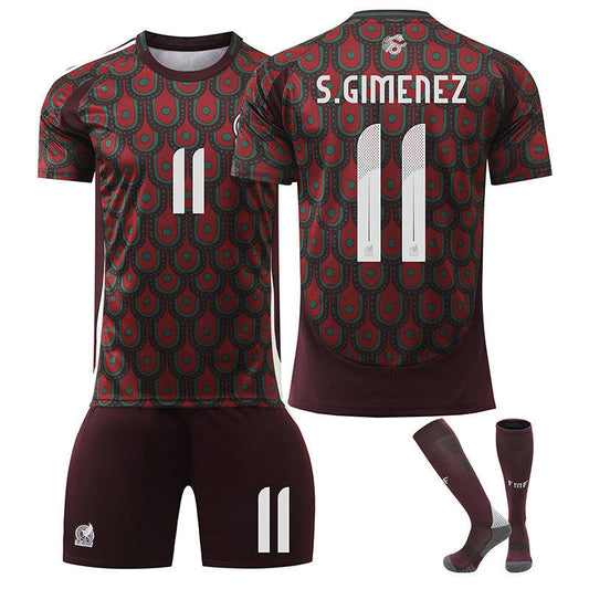 UONNO S.GIMENEZ #11 Mexico Home Jersey Soccer Jersey Kit Football T-shirt Set for Adult Kids