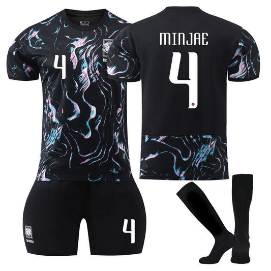 UONNO MINJAE #4 Korea Away Jersey Soccer Jersey Kit Football T-shirt Set for Adult Kids