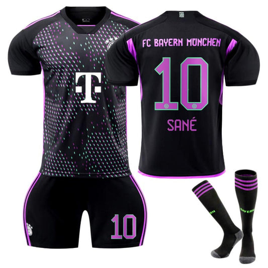 UONNO Bayern Away Jersey SANE #10 Soccer Jersey Kids Adult 3-Pieces Jersey Kits