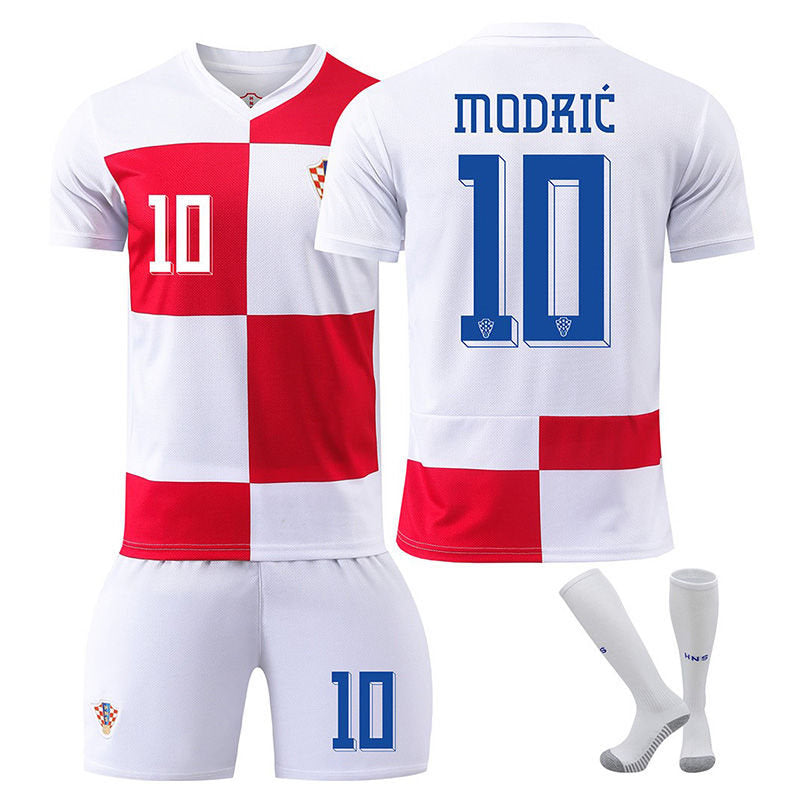 UONNO MODRIC #10 Croatia Home Jersey Soccer Jersey Kit Football T-shirt Set for Adult Kids