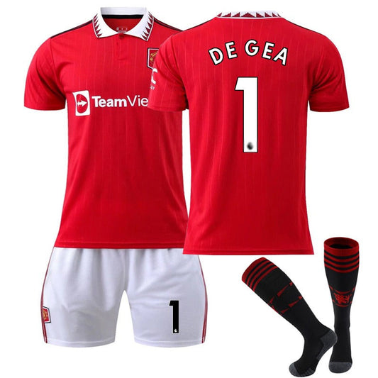 UONNO DE GEA #1 Manchester United F.C Home Jersey 2022/23 Soccer Jersey Set For Adult Kids