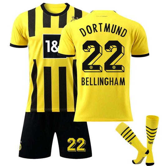 UONNO Dortmund Home Jersey 2022-23 BELLINGHAM #22 Soccer Jersey Kids Adult 3-Pieces Jersey Kits