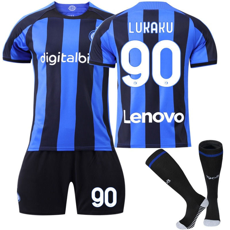 UONNO LUKAKU #90 Milano F.C Home Jersey 2022/23 Soccer Jersey Kit Football T-shirt Set For Adult Kids