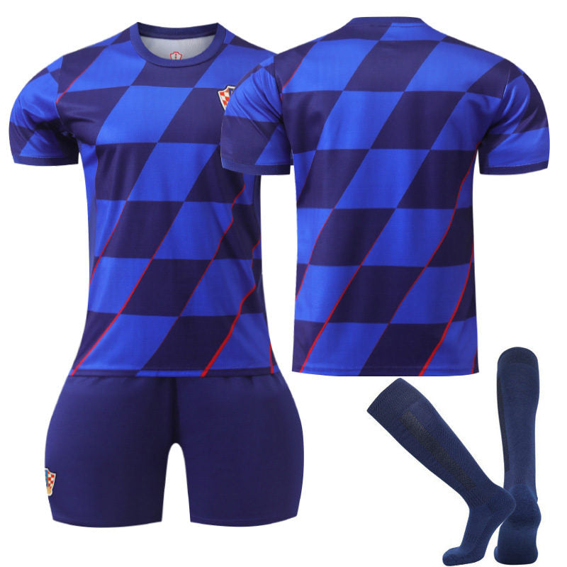 UONNO Croatia Away Jersey Soccer Jersey Kit Football T-shirt Set for Adult Kids