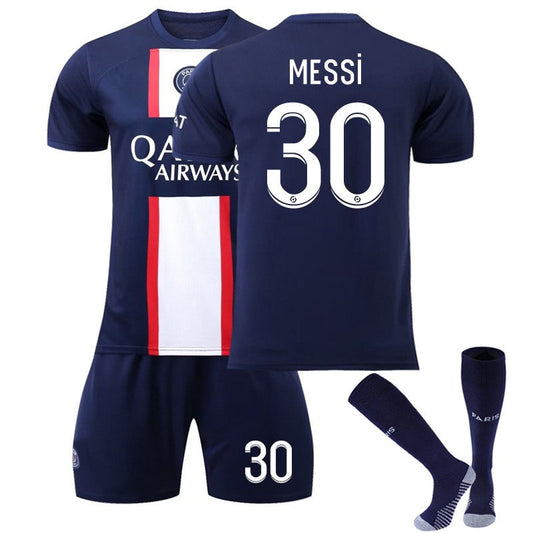 UONNO MESSI #30 Paris Home Jersey 2022/23 Soccer Jersey Kit Football T-shirt Set For Adult Kids