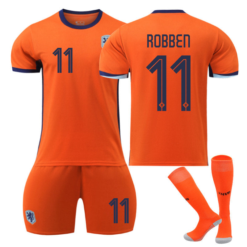 UONNO ROBBEN #11 Netherlands Home Jersey Soccer Jersey Kit Football T-shirt Set for Adult Kids